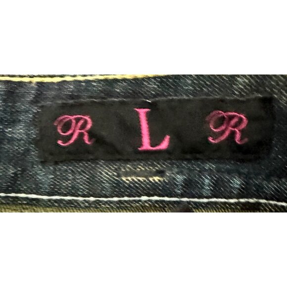 Rock & Roll Cowgirl Womens L Denim Mini Skirt Western Cowgirl Embroidered Pocket - Picture 7 of 13